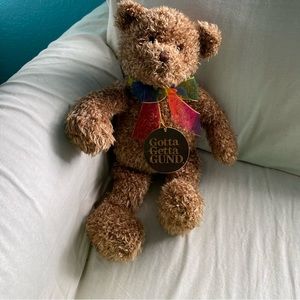 Gotta Getta Gund Teddy Bear 16"H Plush Bearessence Rainbow Scarf Gund Tag